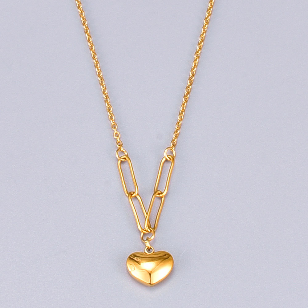 Fashion Heart Shape Titanium Steel Pendant Necklace Plating Shell Stainless Steel Necklaces display picture 3
