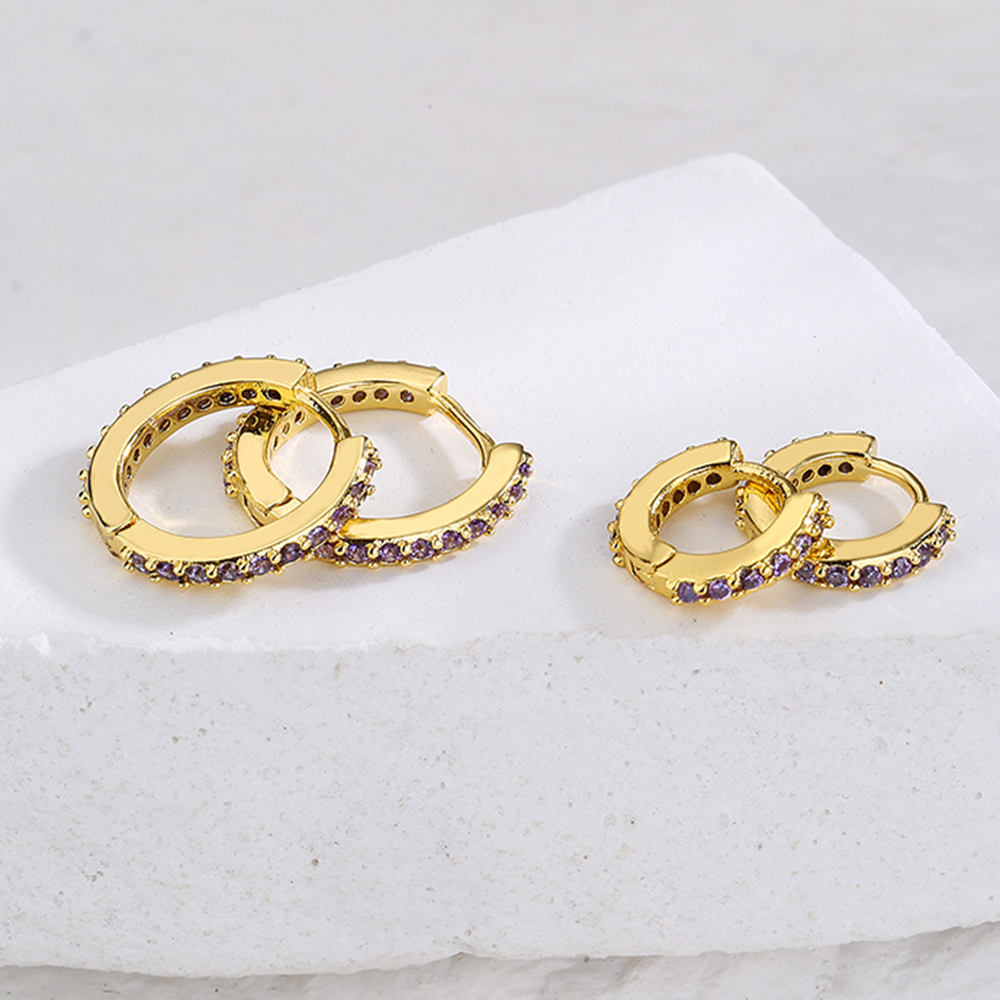 Fashion Colorful Copper Hoop Earrings Inlay Zircon Copper Earrings display picture 3