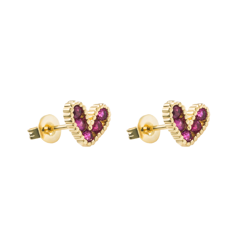 Romantic Heart Shape Copper Ear Studs Plating Zircon Copper Earrings 1 Pair display picture 10
