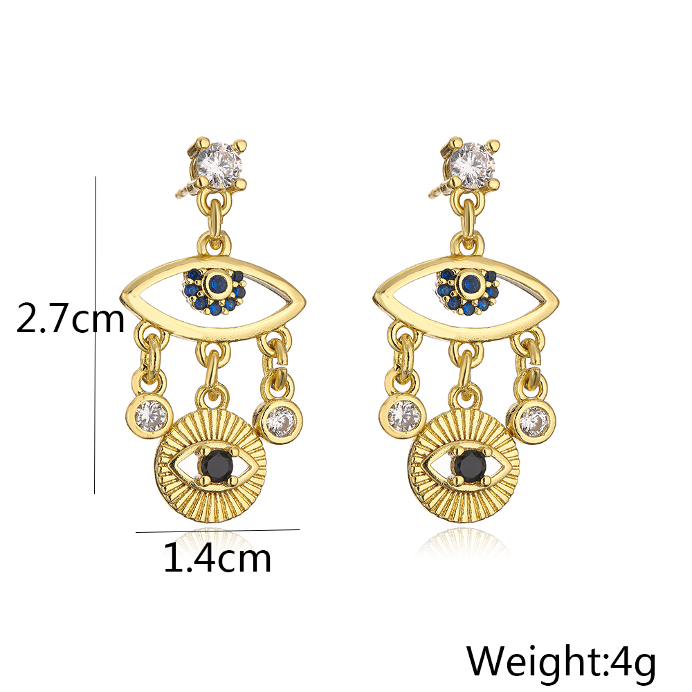 Fashion Eye Copper Drop Earrings Inlay Zircon Copper Earrings display picture 6