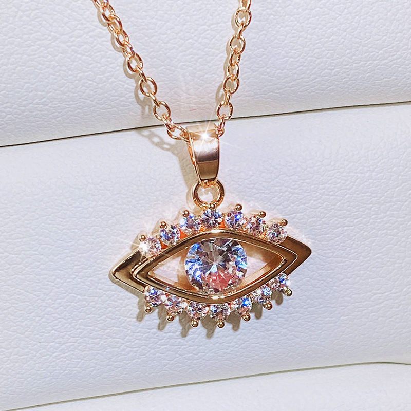 Fashion Devil's Eye Copper Pendant Necklace Zircon Copper Necklaces 1 Piece display picture 2