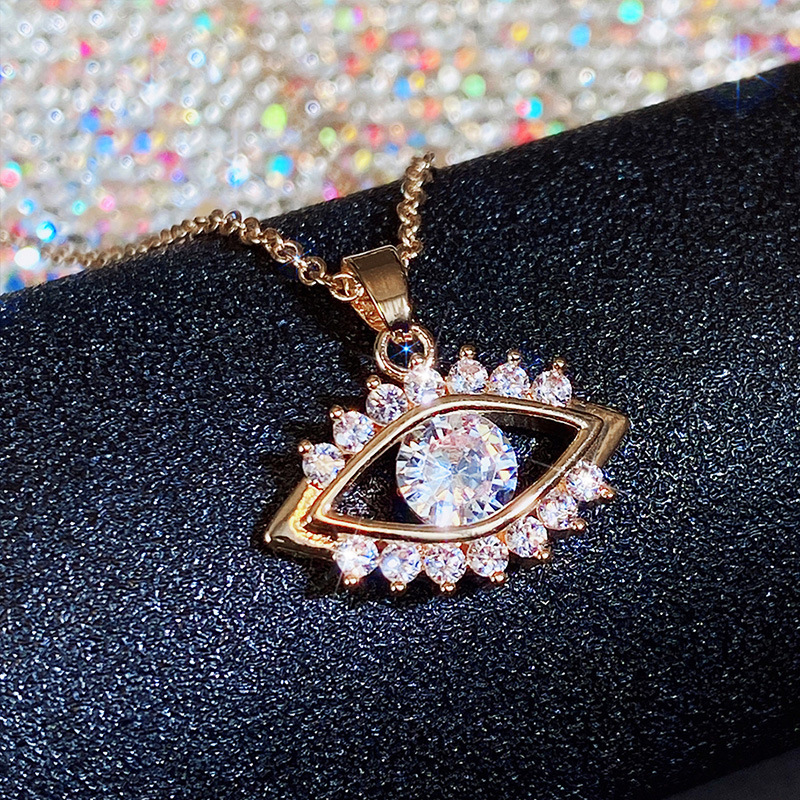 Fashion Devil's Eye Copper Pendant Necklace Zircon Copper Necklaces 1 Piece display picture 6
