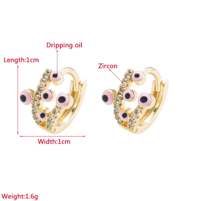 Fashion Devil's Eye Copper Earrings Plating Zircon Copper Earrings 1 Pair display picture 1