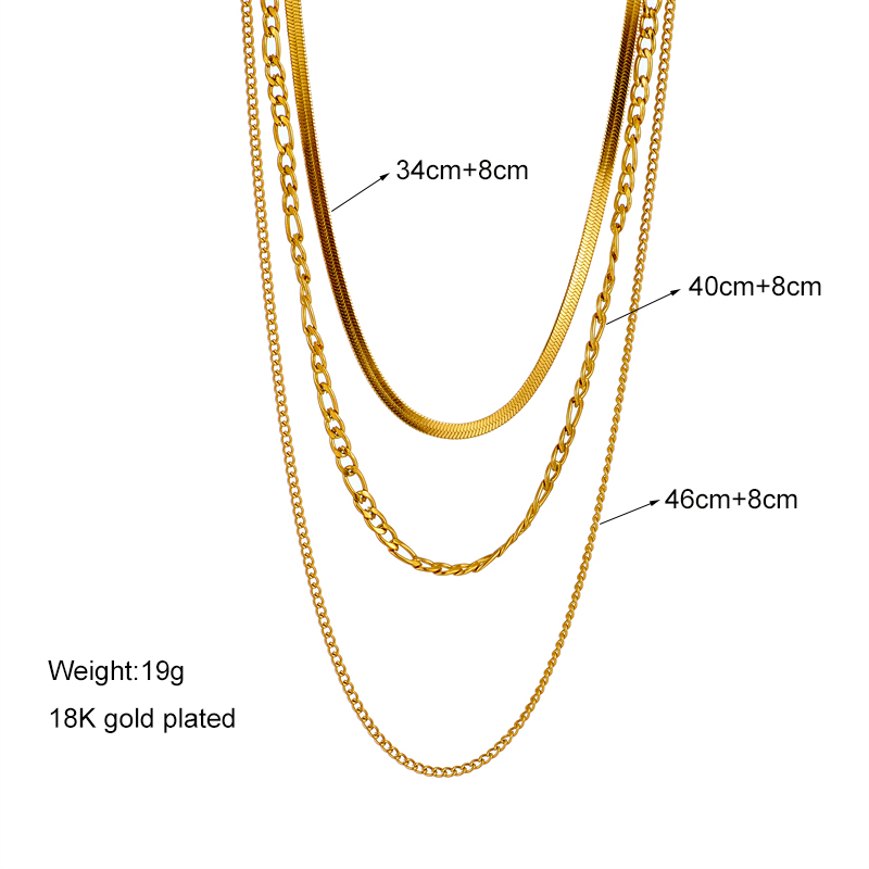 Stainless Steel 18K Gold Plated Simple Style Gold Plated Geometric No Inlaid Layered Necklaces display picture 1