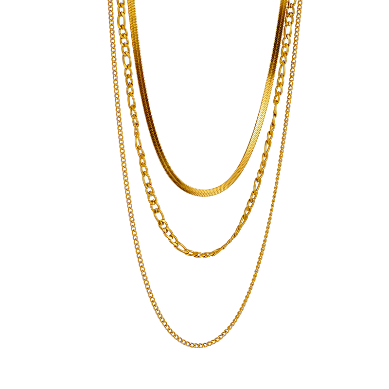 Stainless Steel 18K Gold Plated Simple Style Gold Plated Geometric No Inlaid Layered Necklaces display picture 2