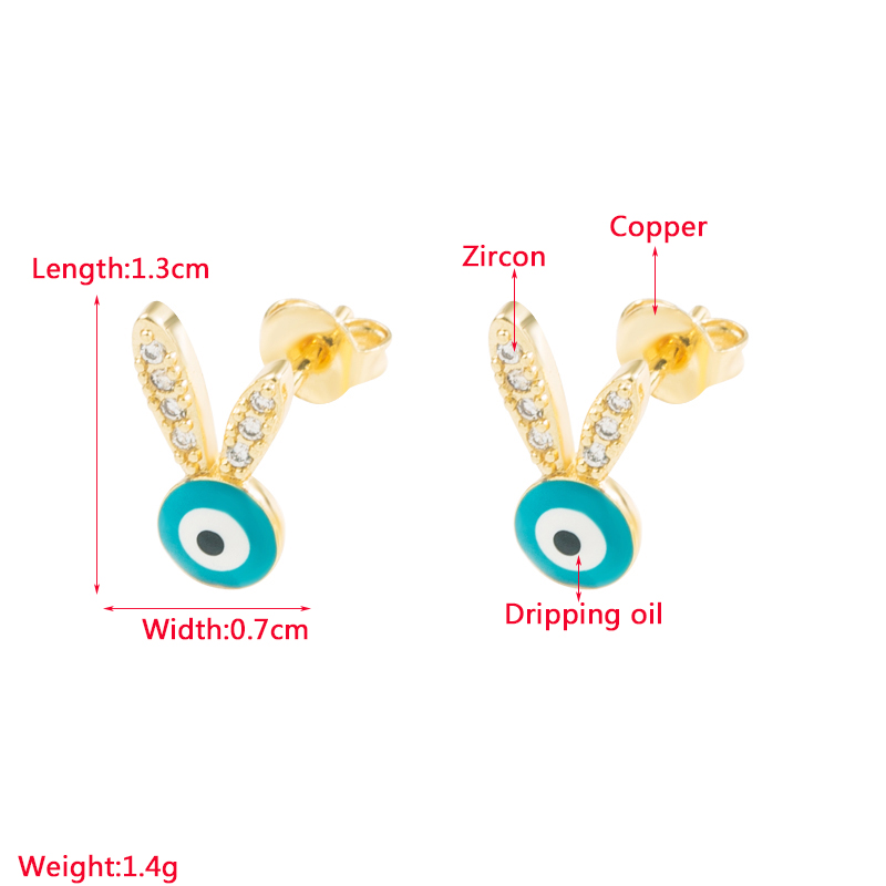 Fashion Devil's Eye Copper Ear Studs Plating Zircon Copper Earrings 1 Pair display picture 1