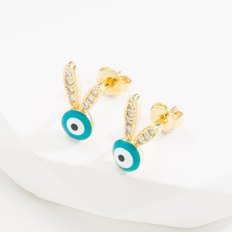 Fashion Devil's Eye Copper Ear Studs Plating Zircon Copper Earrings 1 Pair display picture 4