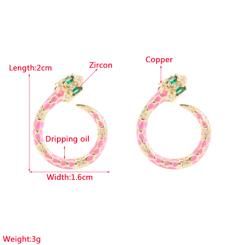 Fashion Snake Copper Earrings Plating Zircon Copper Earrings 1 Pair display picture 1