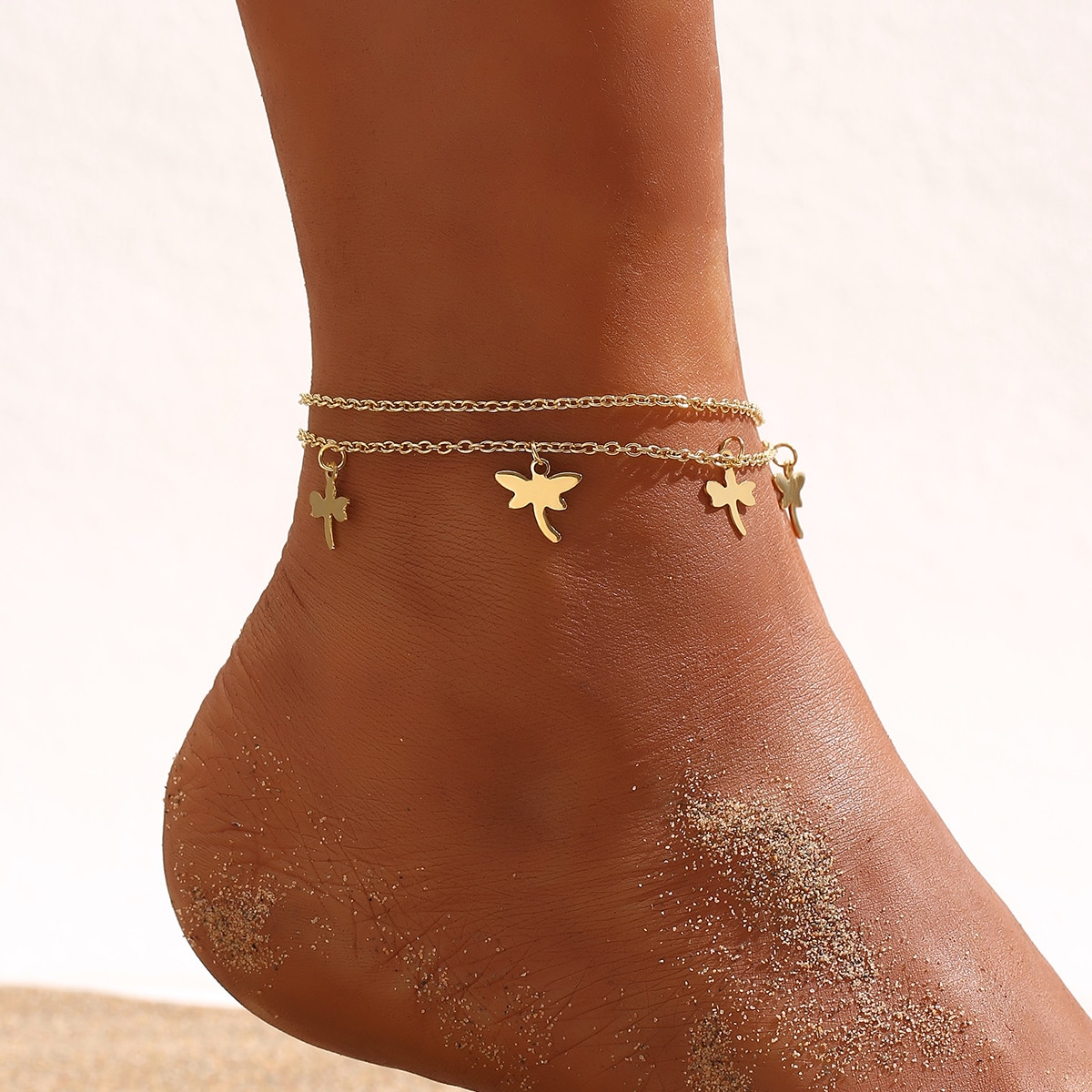 Simple Style Star Dragonfly Butterfly 201 Stainless Steel Plating 18K Gold Plated Unisex Anklet display picture 12