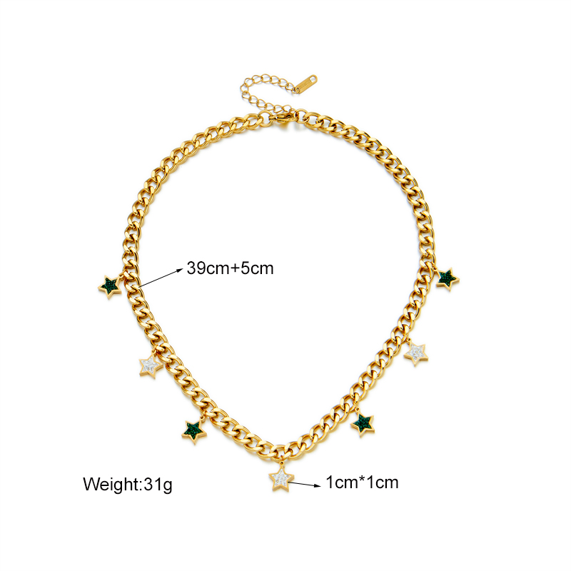 Vintage Style Star Stainless Steel Necklace Gold Plated Rhinestone Stainless Steel Necklaces display picture 3