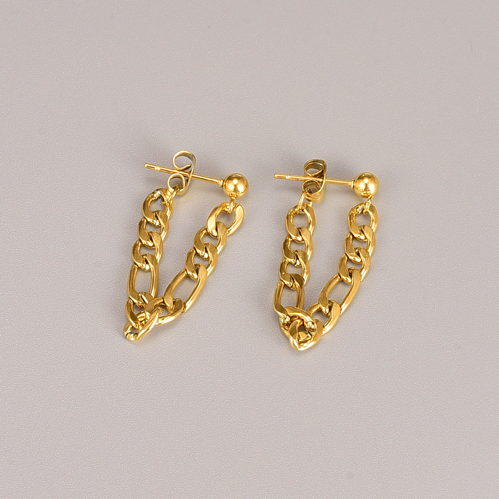 Fashion Solid Color Titanium Steel Ear Studs Plating Chain Stainless Steel Earrings display picture 1