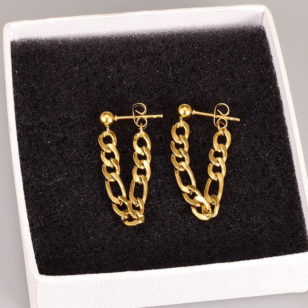 Fashion Solid Color Titanium Steel Ear Studs Plating Chain Stainless Steel Earrings display picture 5