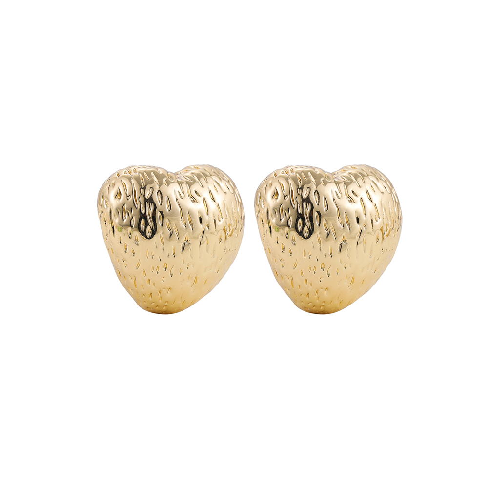 Sweet Heart Shape Copper Ear Studs Inlay Zircon Copper Earrings 1 Pair display picture 3