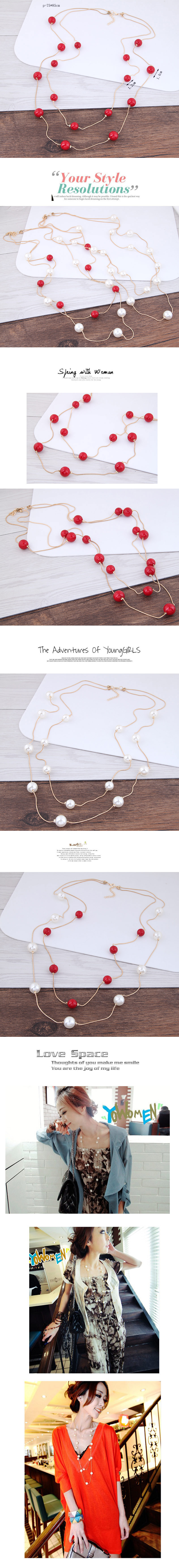 Fashion Ball Imitation Pearl Alloy Resin Layered Inlay Artificial Pearl Sweater Chain 1 Piece display picture 1