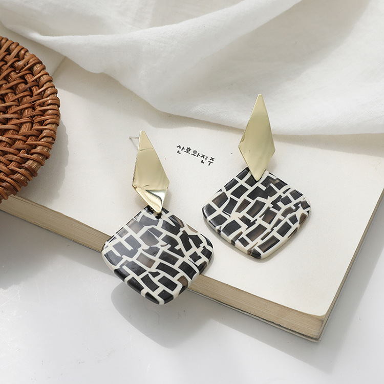 1 Pair Simple Style Rhombus Leopard Painted Arylic Earrings display picture 5