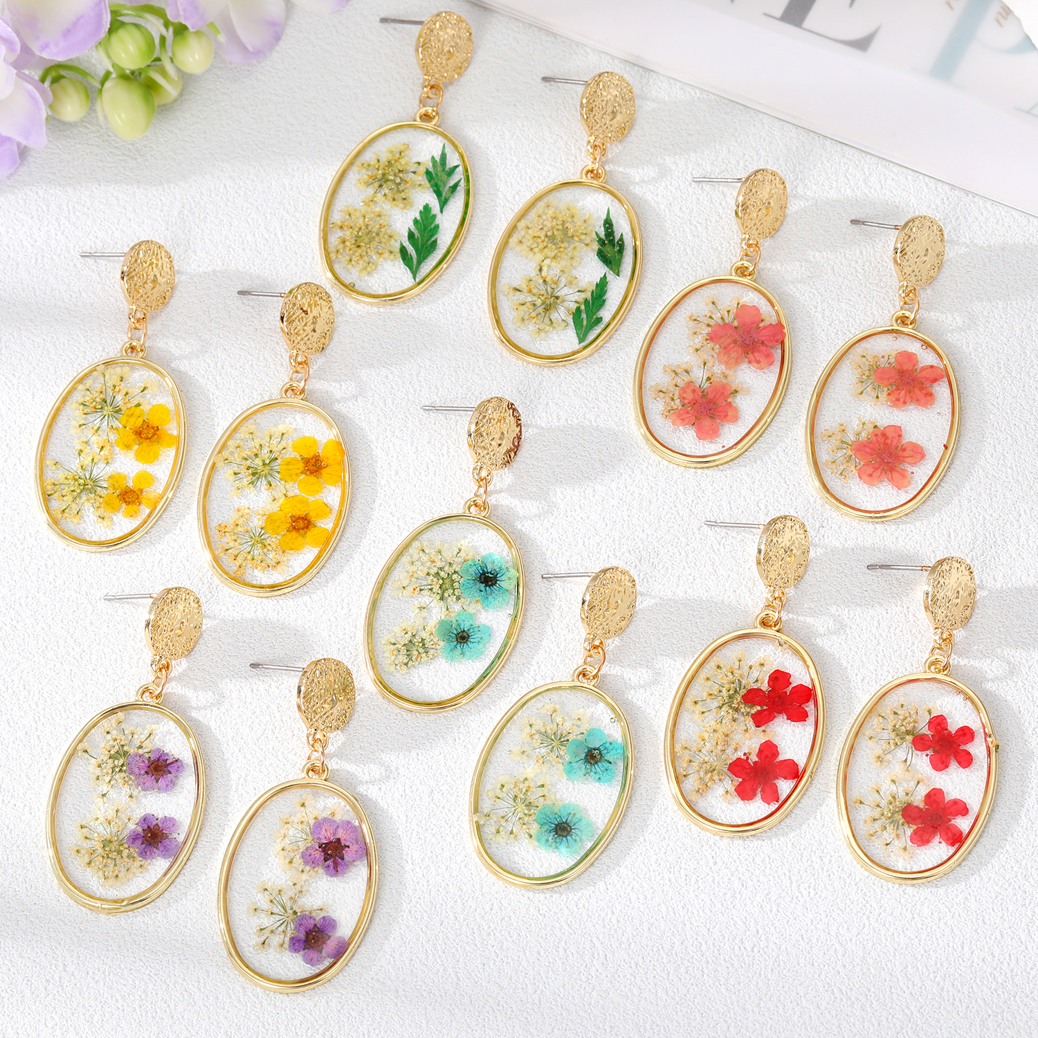 Wholesale Jewelry 1 Pair Fashion Dried Flower Alloy Drop Earrings display picture 1