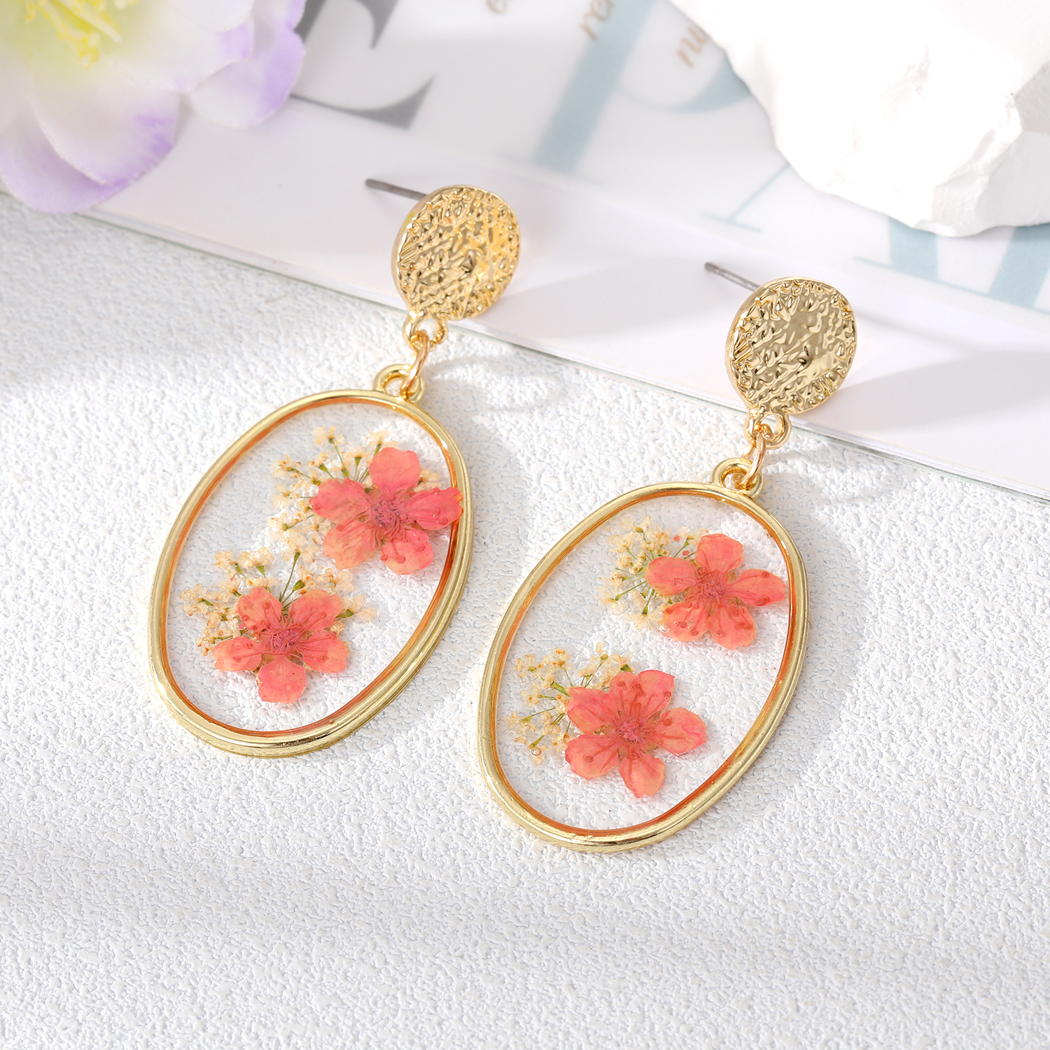 Wholesale Jewelry 1 Pair Fashion Dried Flower Alloy Drop Earrings display picture 5