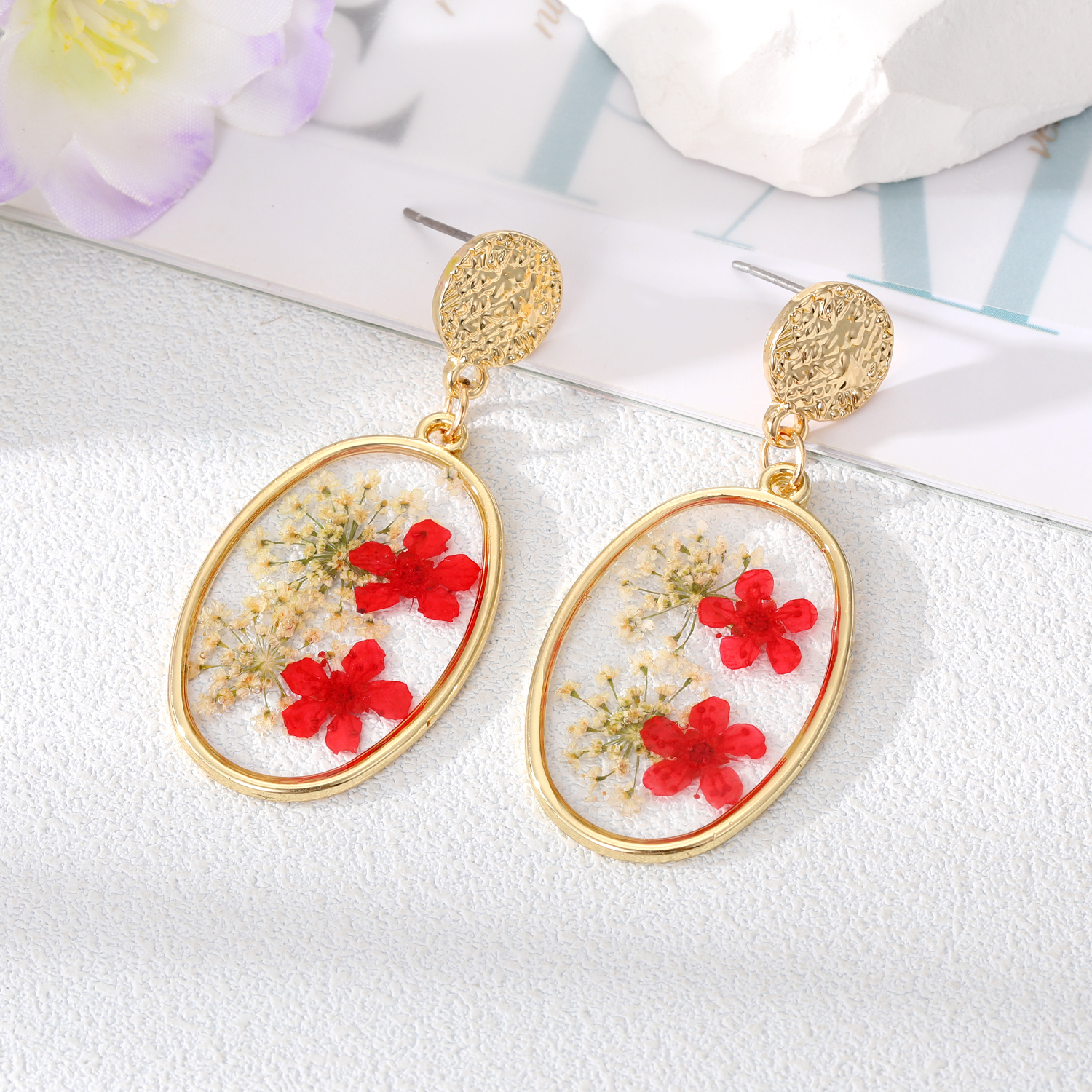 Wholesale Jewelry 1 Pair Fashion Dried Flower Alloy Drop Earrings display picture 2