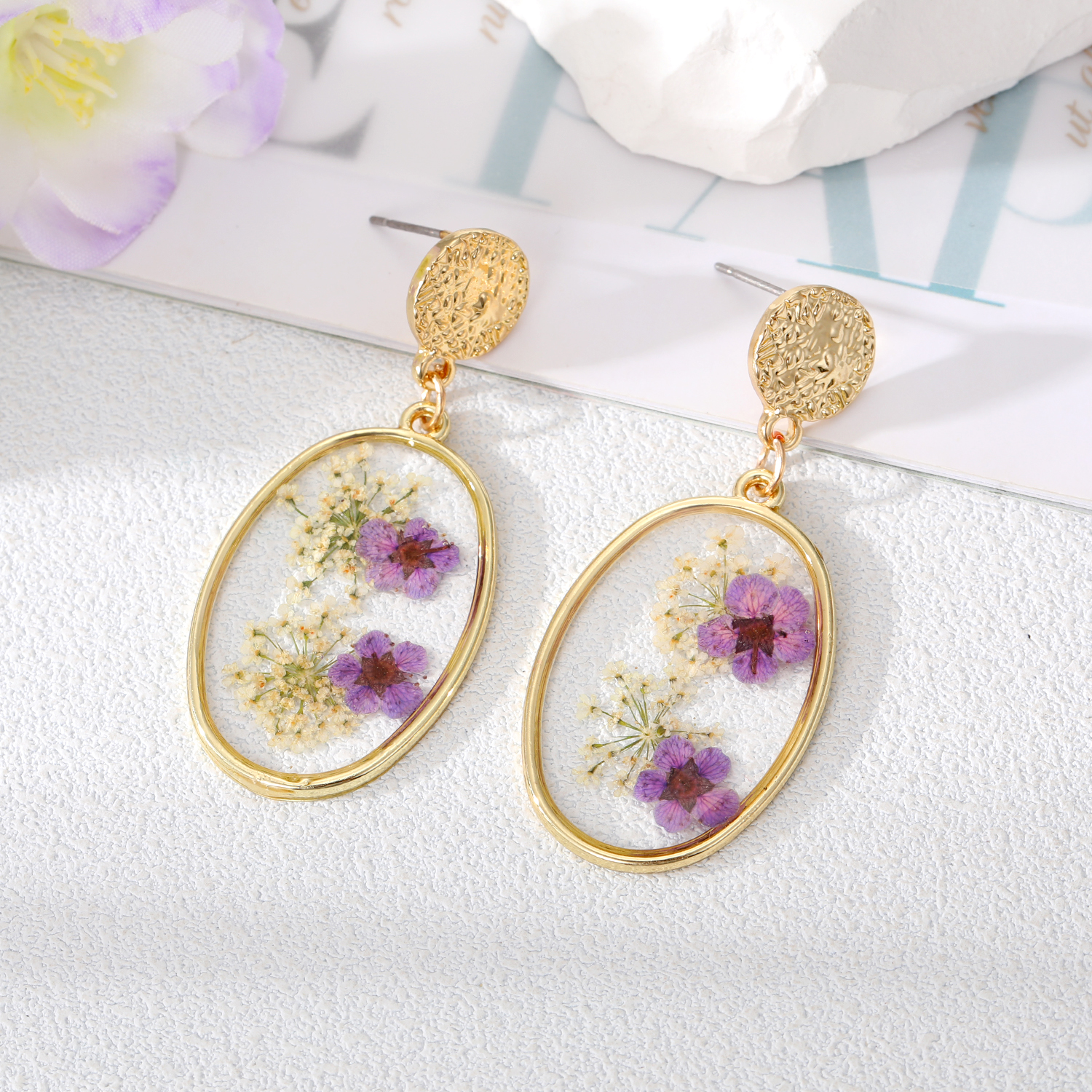 Wholesale Jewelry 1 Pair Fashion Dried Flower Alloy Drop Earrings display picture 3