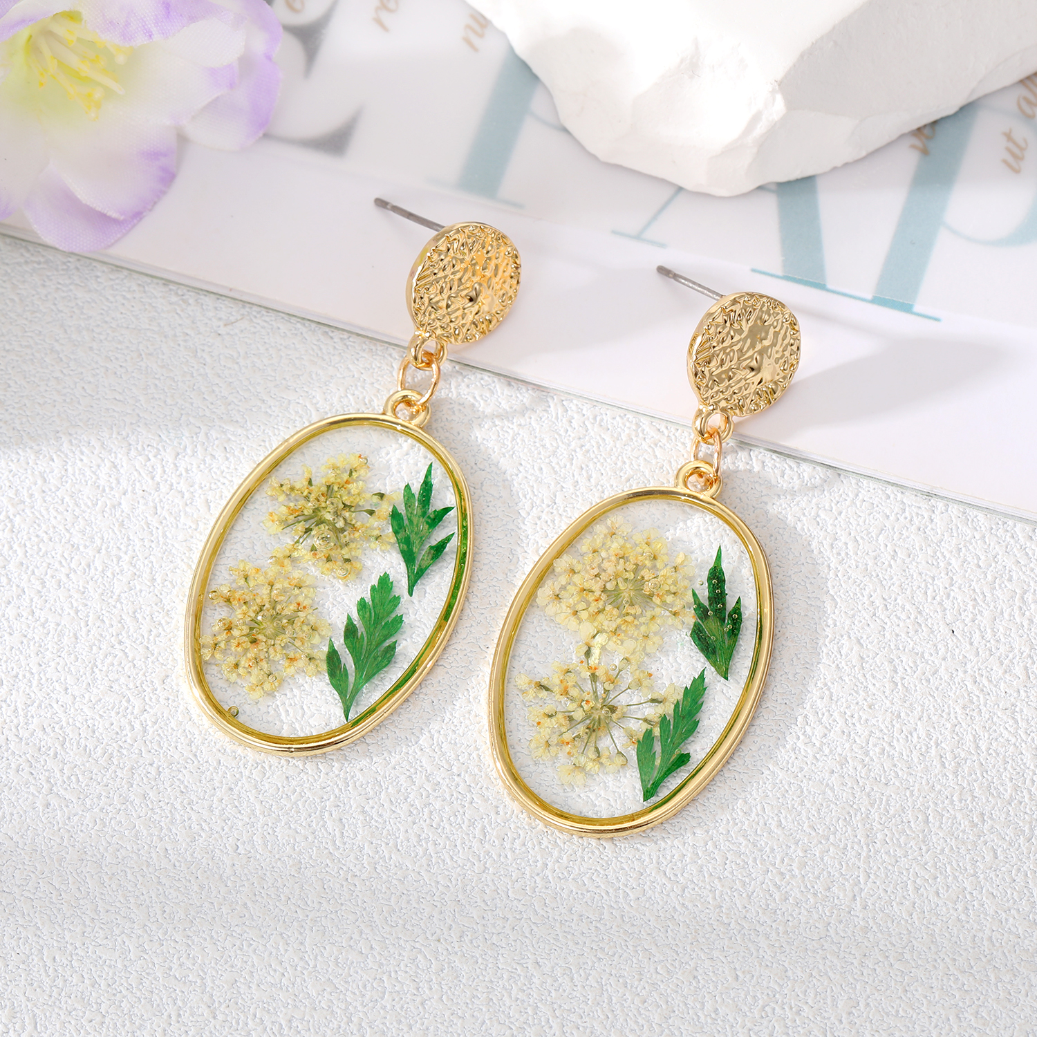 Wholesale Jewelry 1 Pair Fashion Dried Flower Alloy Drop Earrings display picture 6