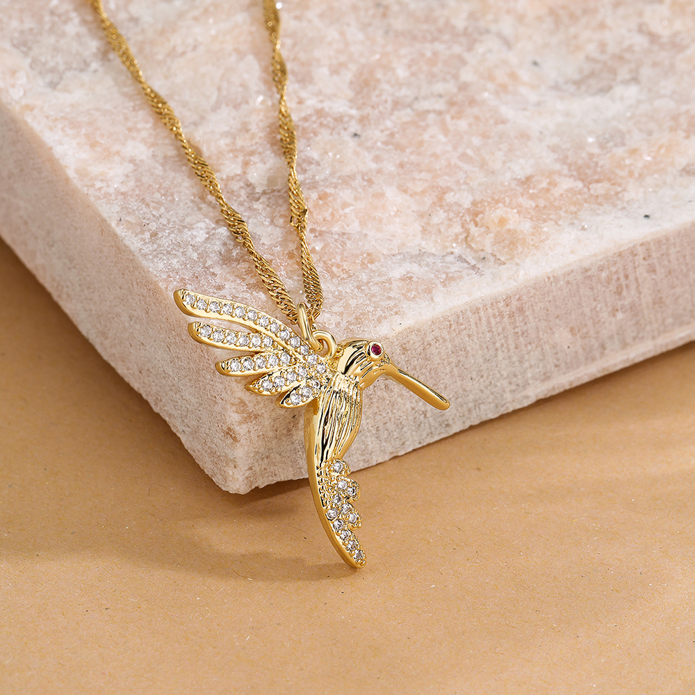 Fashion Bird Copper Zircon Pendant Necklace In Bulk display picture 1