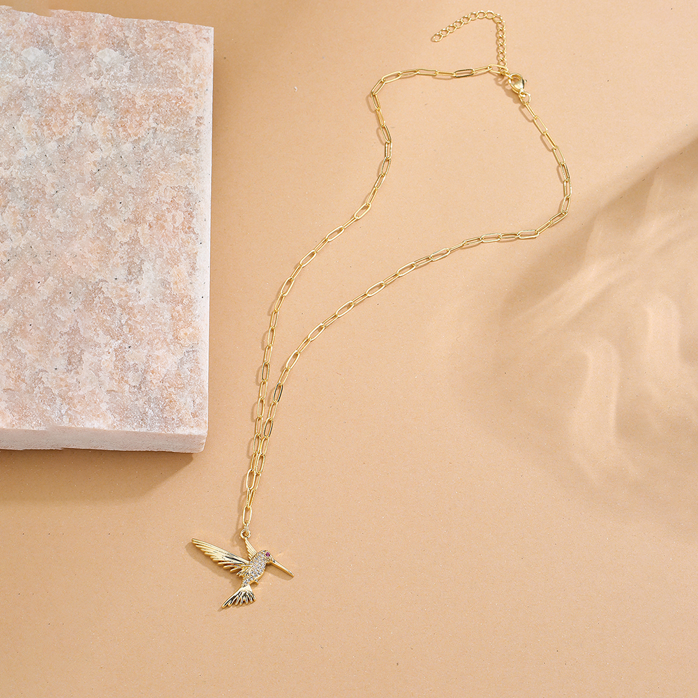 Fashion Bird Copper Zircon Pendant Necklace In Bulk display picture 3