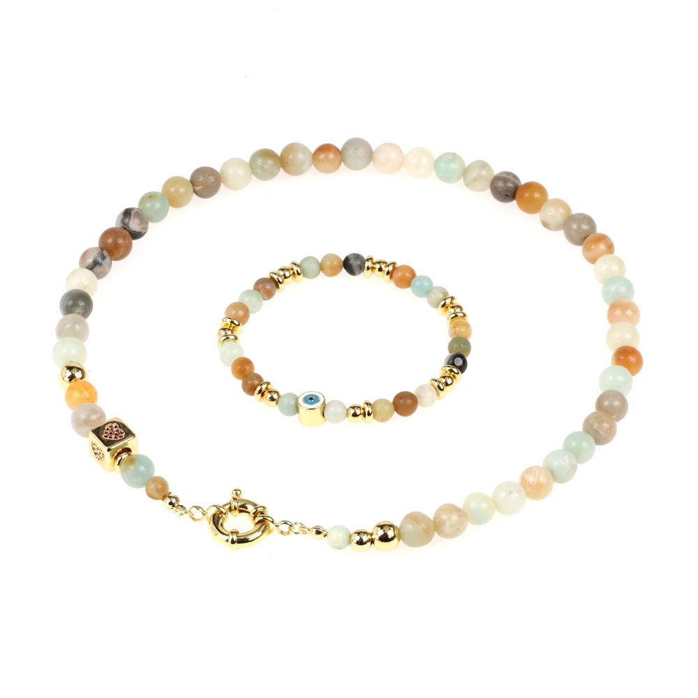 Fashion Round Mixed Materials Handmade Inlay Natural Stone Bracelets Necklace display picture 12