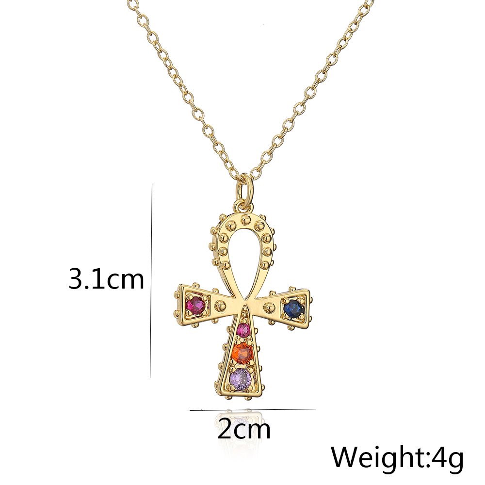 Fashion Cross Copper Pendant Necklace Inlay Zircon Copper Necklaces display picture 6