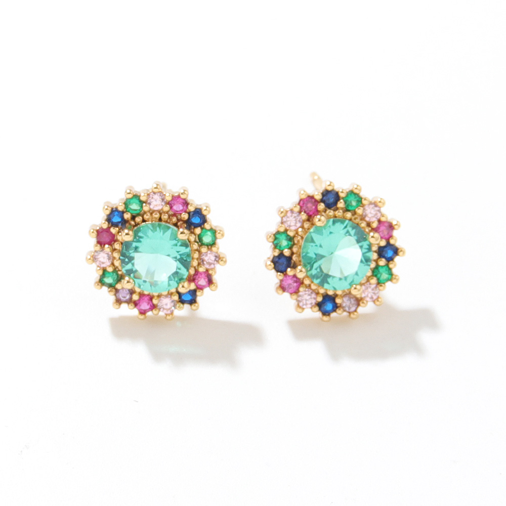 Simple Style Flower Copper Ear Studs Plating Inlay Zircon Copper Earrings display picture 6