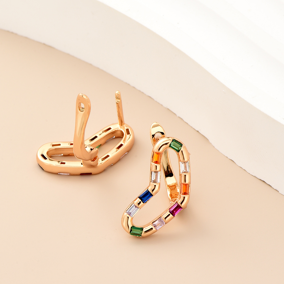 Fashion Heart Shape Copper Earrings Plating Zircon Copper Earrings 1 Pair display picture 3