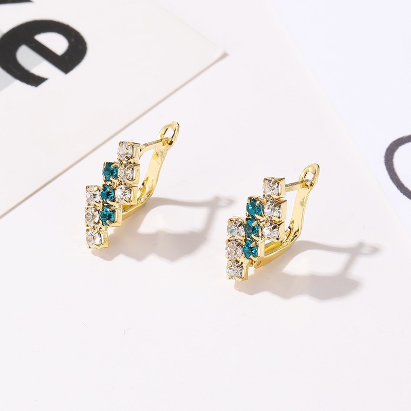 Fashion Lightning Copper Ear Studs Inlay Rhinestones Copper Earrings 1 Pair display picture 6