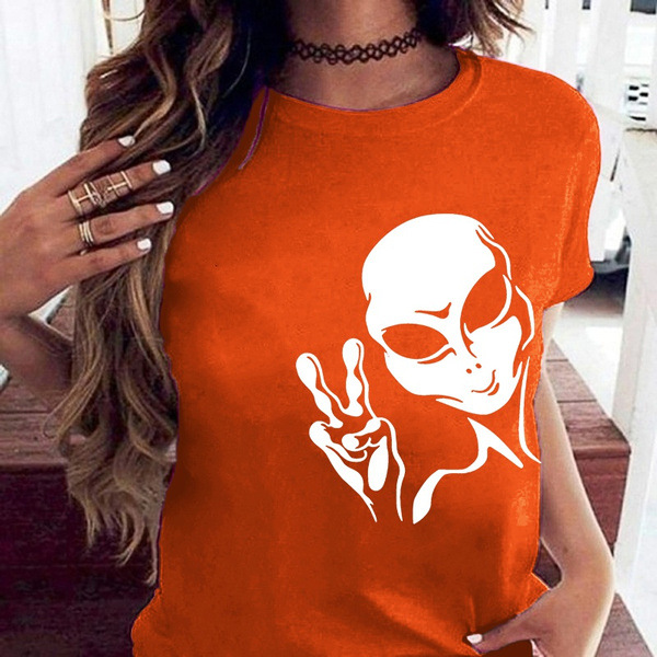 Women's T-shirt Short Sleeve T-shirts Printing Streetwear Alien display picture 1