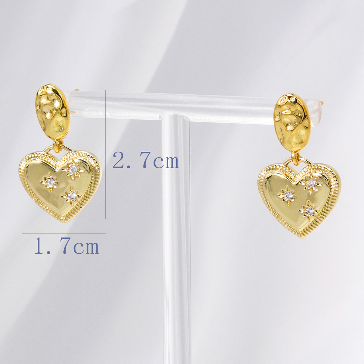 Fashion Heart Shape Copper Earrings Plating Zircon Copper Earrings 1 Pair display picture 1