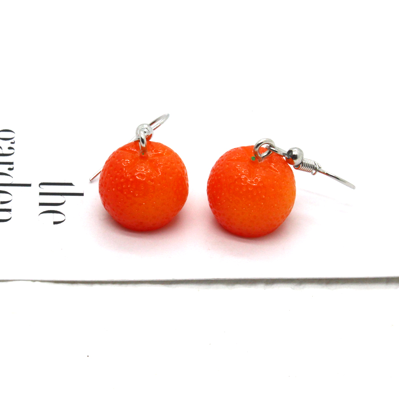 1 Pair Novelty Orange Patchwork Resin Drop Earrings display picture 4