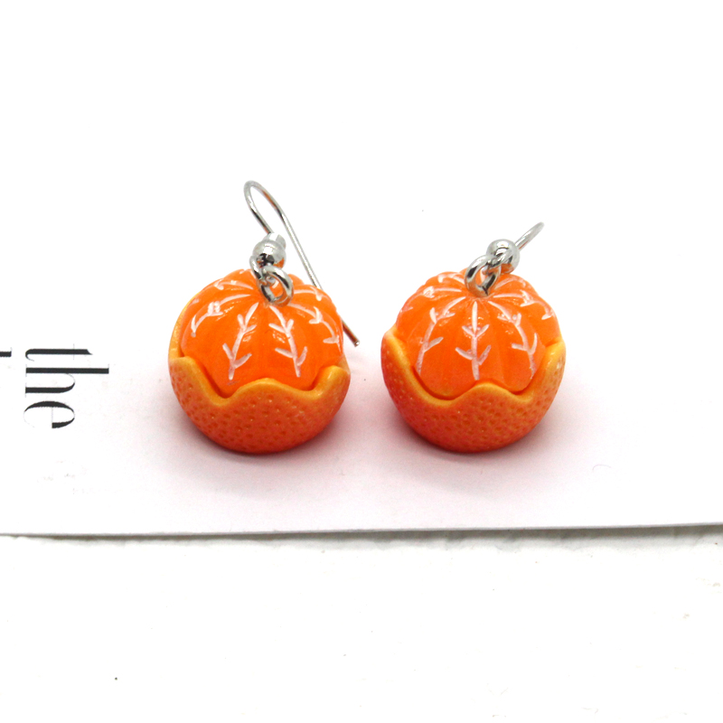 1 Pair Novelty Orange Patchwork Resin Drop Earrings display picture 3