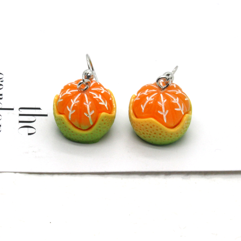 1 Pair Novelty Orange Patchwork Resin Drop Earrings display picture 5
