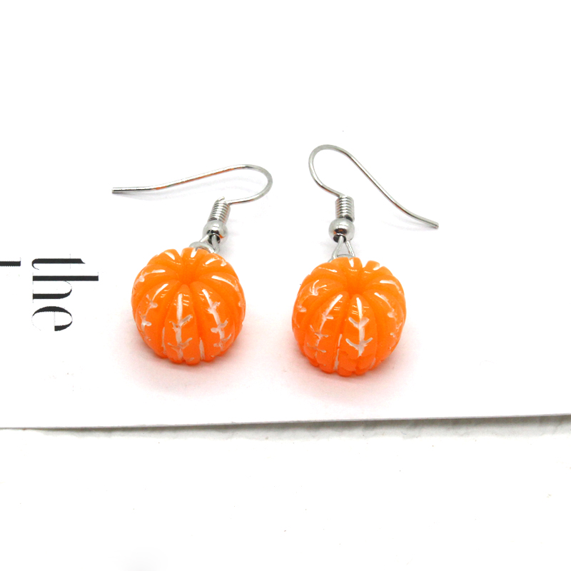 1 Pair Novelty Orange Patchwork Resin Drop Earrings display picture 6