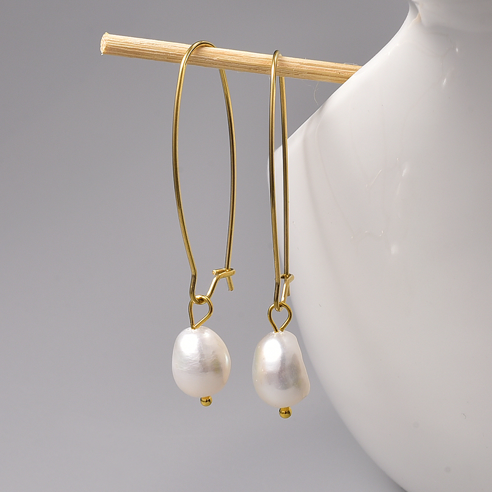 Elegant Pearl Titanium Steel Drop Earrings Earrings Plating Artificial Pearls Stainless Steel Earrings display picture 5