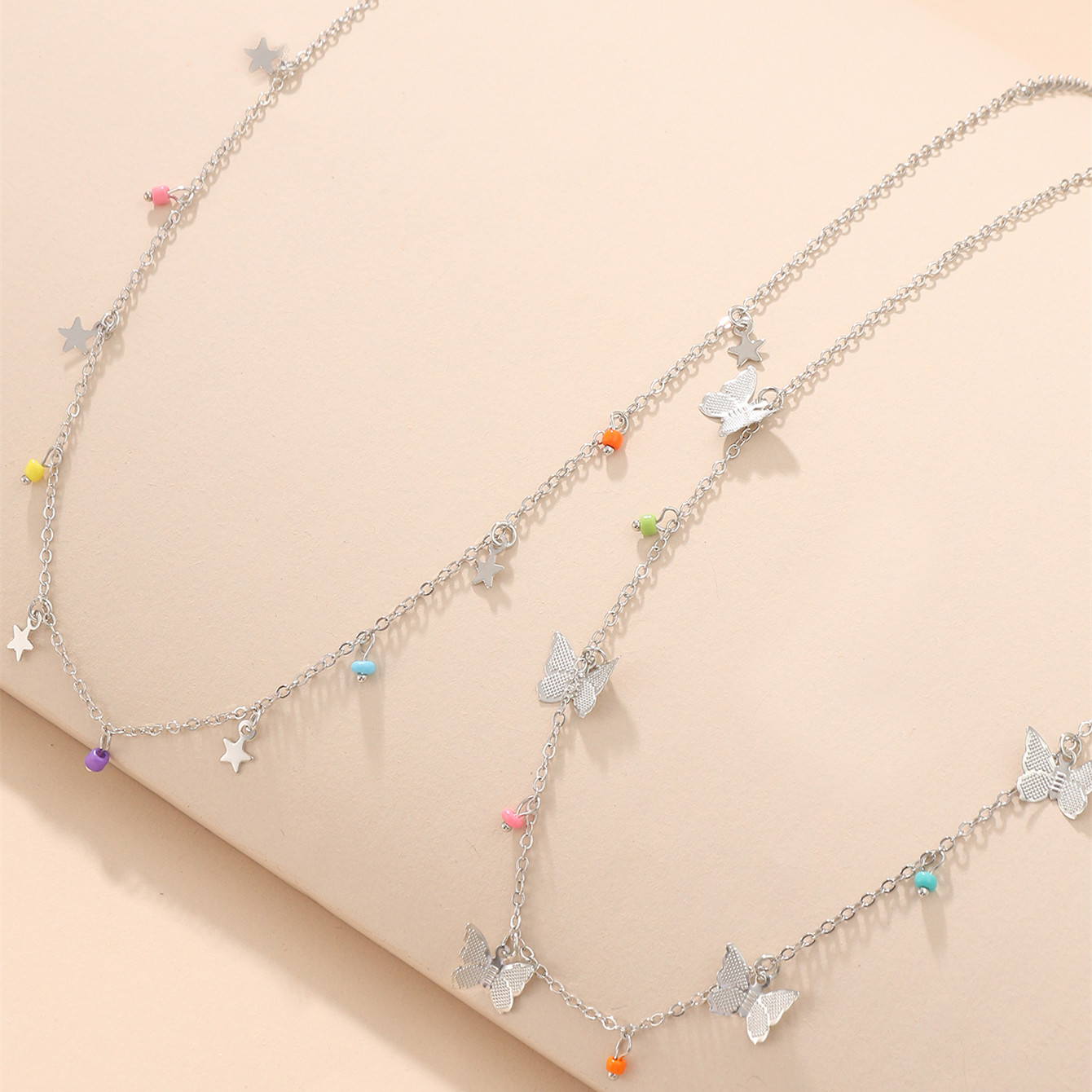 Sweet Star Butterfly Beaded Alloy Layered Plating Alloy Choker 1 Piece display picture 3