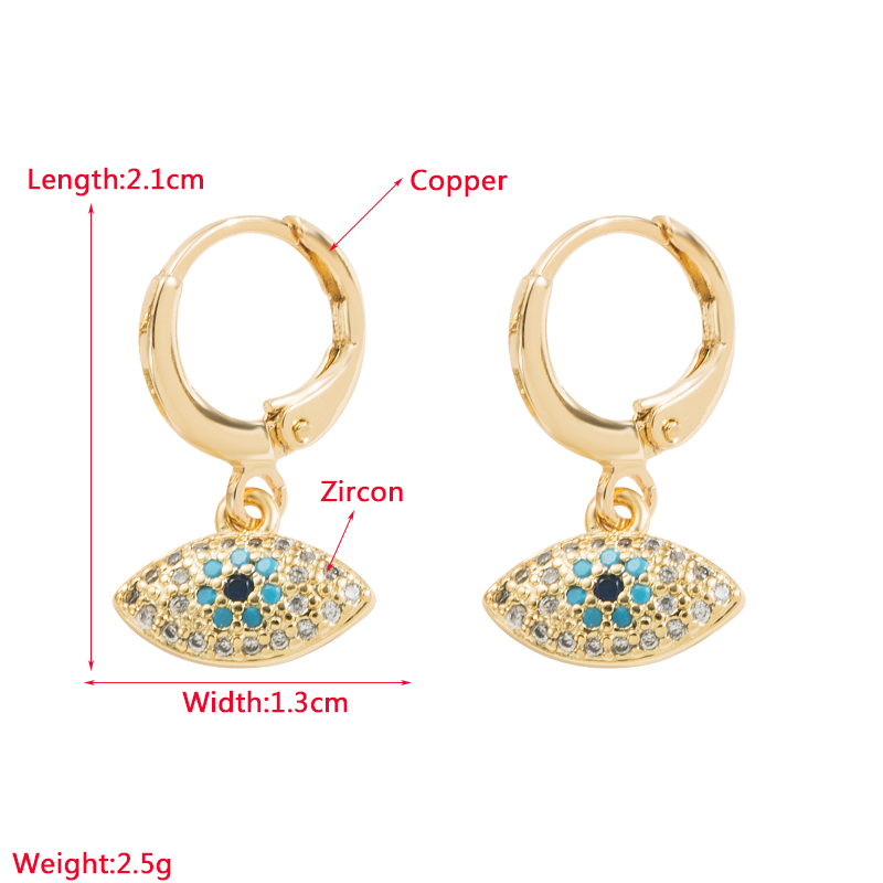Fashion Eye Copper Ear Studs Plating Zircon Copper Earrings 1 Pair display picture 1