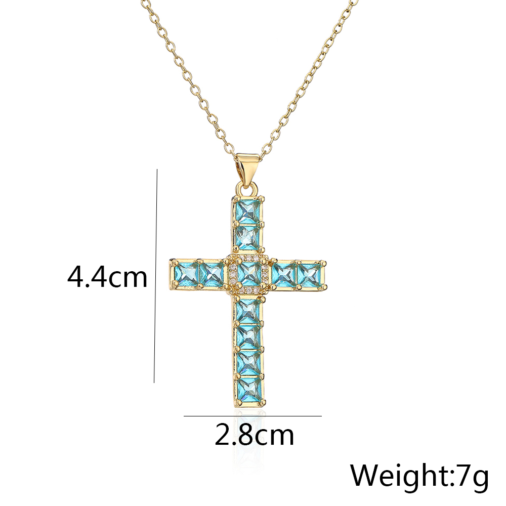 Fashion Cross Copper Pendant Necklace Inlay Zircon Copper Necklaces display picture 4