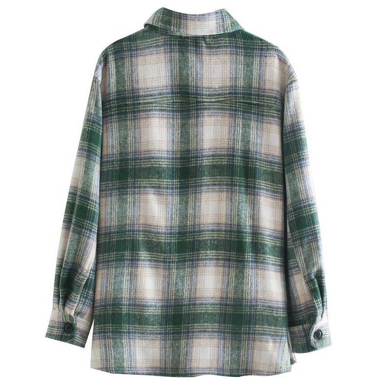 Classic Style Tartan Polyester Coat Shacket display picture 2