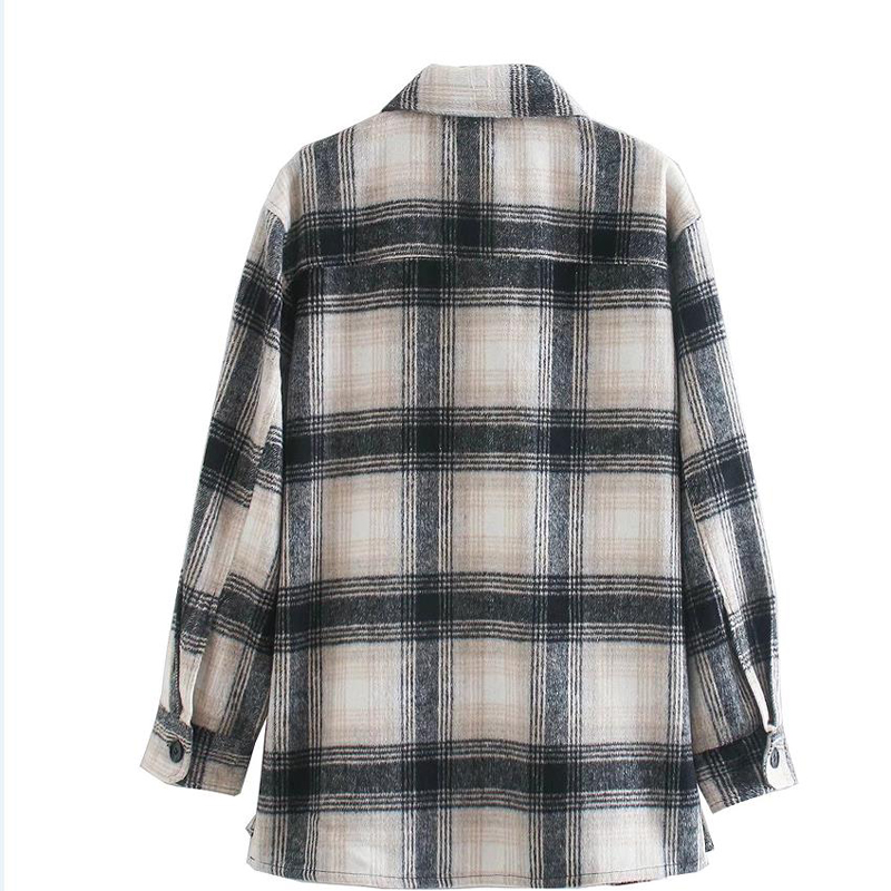 Classic Style Tartan Polyester Coat Shacket display picture 7