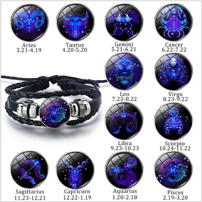 Retro Constellation Pu Leather Knitting Bracelets 1 Piece display picture 10