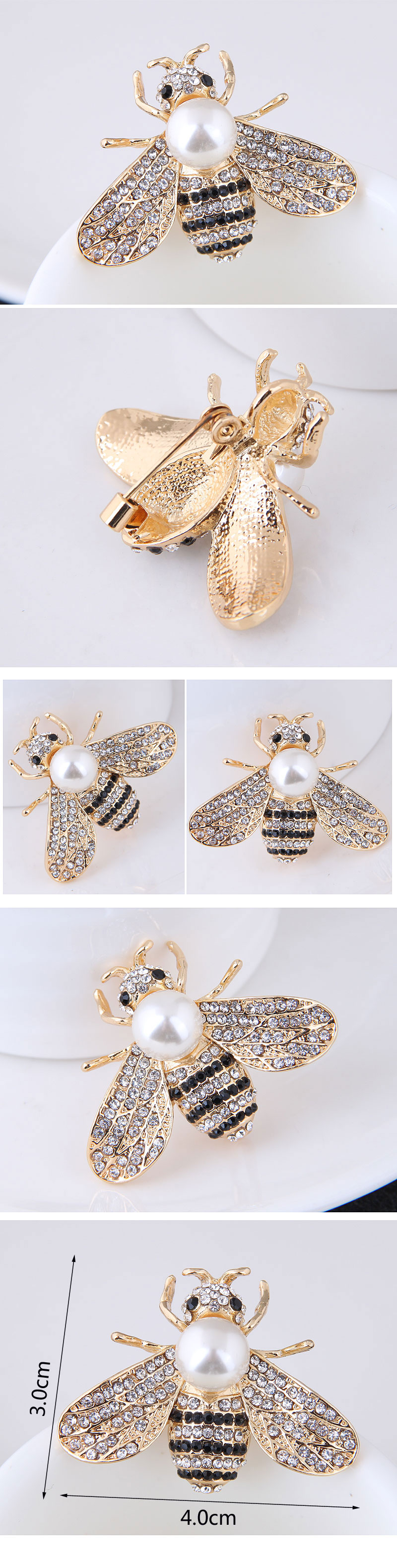 Moda Abeja Aleación Embutido Perlas Artificiales Diamantes De Imitación Mujeres Broches display picture 1