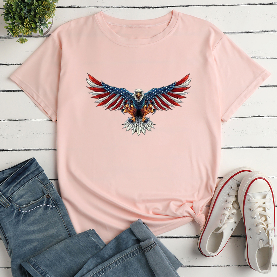 Frau T-shirt Kurzarm T-shirts Drucken Mode Amerikanische Flagge Adler display picture 1