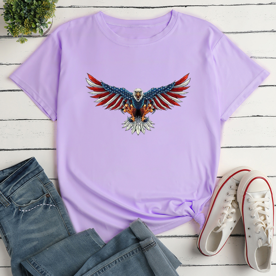 Frau T-shirt Kurzarm T-shirts Drucken Mode Amerikanische Flagge Adler display picture 8