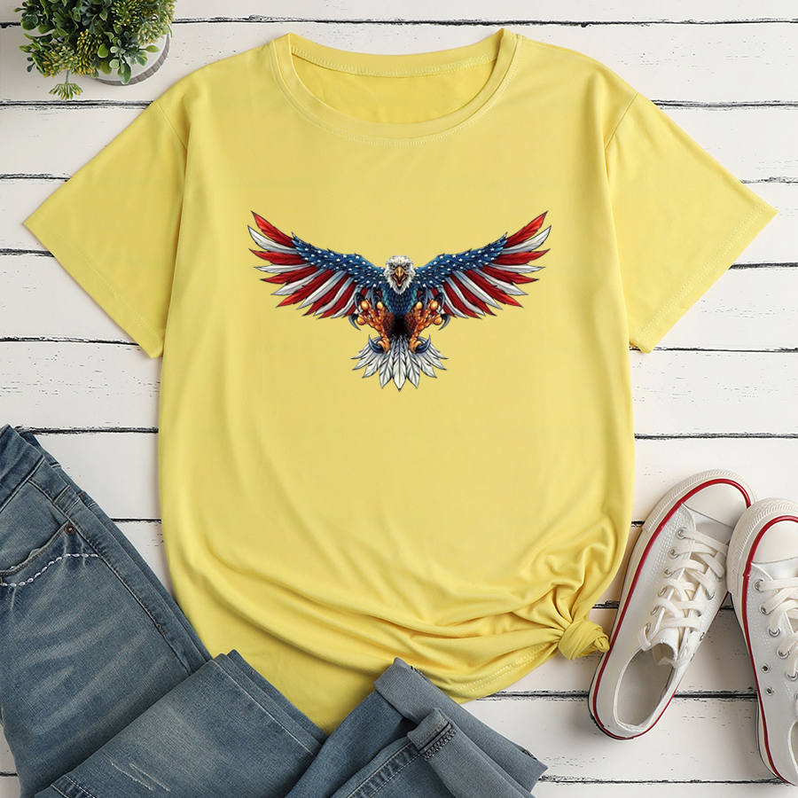 Frau T-shirt Kurzarm T-shirts Drucken Mode Amerikanische Flagge Adler display picture 2