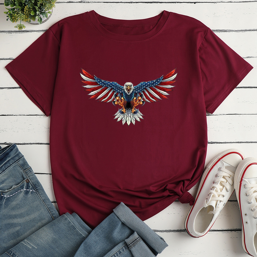 Frau T-shirt Kurzarm T-shirts Drucken Mode Amerikanische Flagge Adler display picture 4