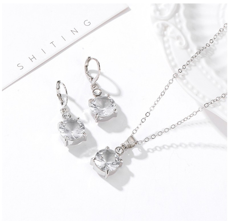 Fashion Solid Color Alloy Inlay Zircon Women's Earrings Necklace display picture 1